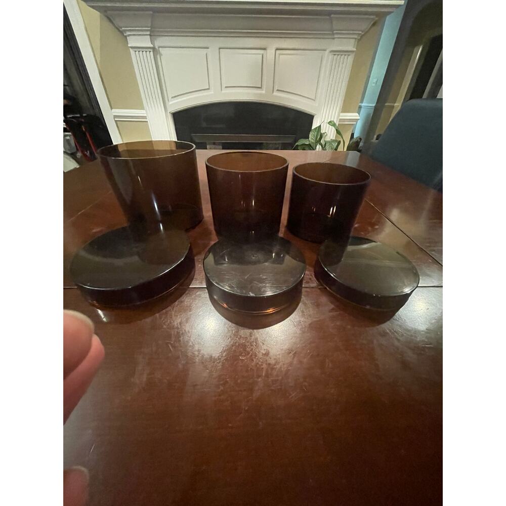 Vintage San Remo Plexiglas Cosmoplast Brown Nesting Containers Canisters Set 3 - Picture 3 of 14